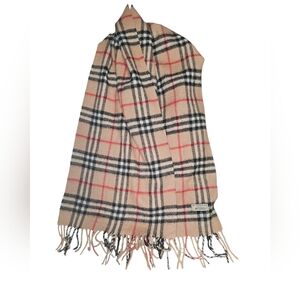 Burberry Beige Checkered Scarf with Red and Black Accents